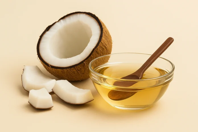 زيت مع ثمرة جوز الهند