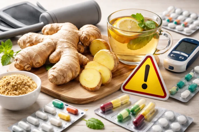 ginger-side-effects توضيح اضرار الزنجبيل مع كثرة الاستخدام و تعارض الادوية