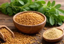 أضرار الحلبة: الآثار الجانبية والتحذيرات والتداخلات الدوائية حلبة تحتوي على اشكال متنوعة حب و مطحونة و ورق